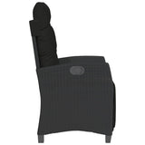 Reclining Garden Chairs 2 pcs with Footrest Black Poly Rattan - Rear View