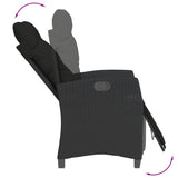Reclining Garden Chairs 2 pcs with Footrest Black Poly Rattan