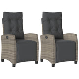 Reclining Garden Chairs 2 pcs with Footrest Grey Poly Rattan