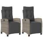 Reclining Garden Chairs 2 pcs with Footrest Grey Poly Rattan