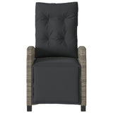 Reclining Garden Chairs 2 pcs with Footrest Grey Poly Rattan