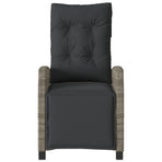 Reclining Garden Chairs 2 pcs with Footrest Grey Poly Rattan