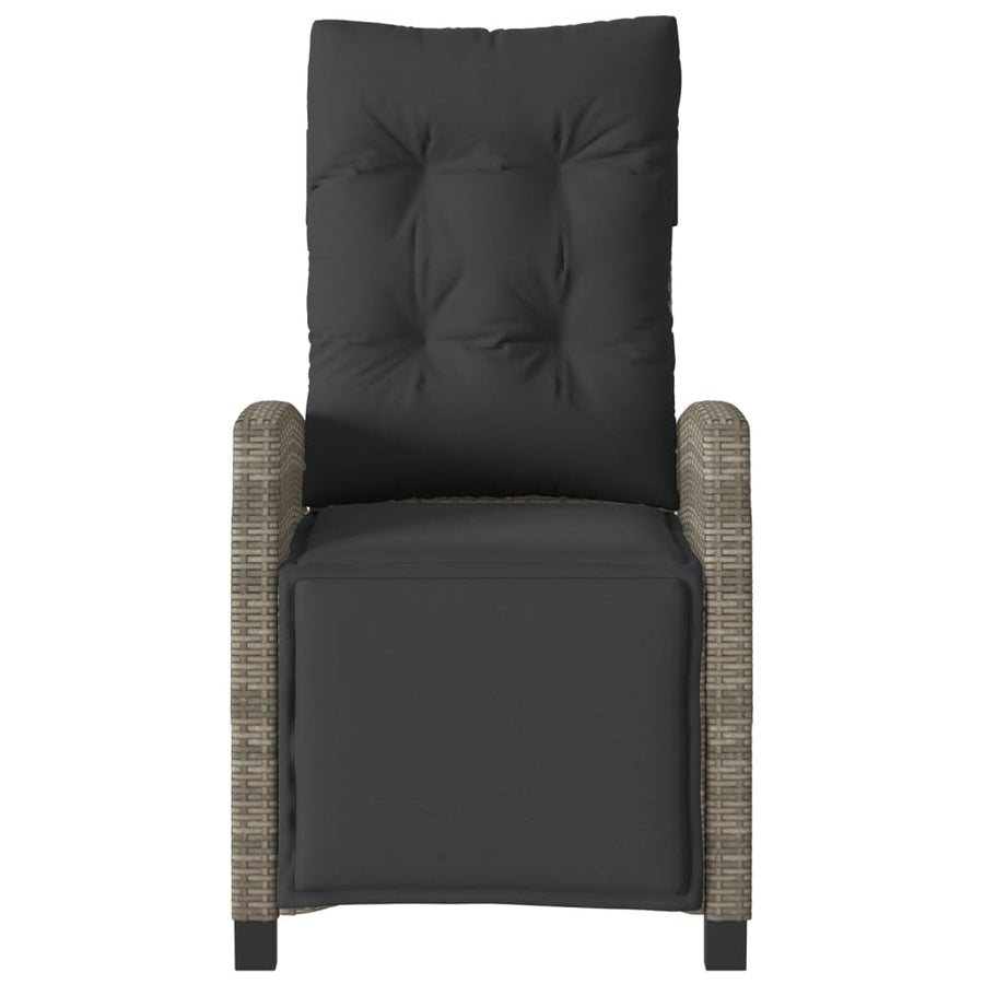 Reclining Garden Chairs 2 pcs with Footrest Grey Poly Rattan