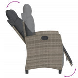 Reclining Garden Chairs 2 pcs with Footrest Grey Poly Rattan
