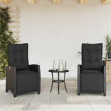 3 Piece Bistro Set with Cushions Black Poly Rattan