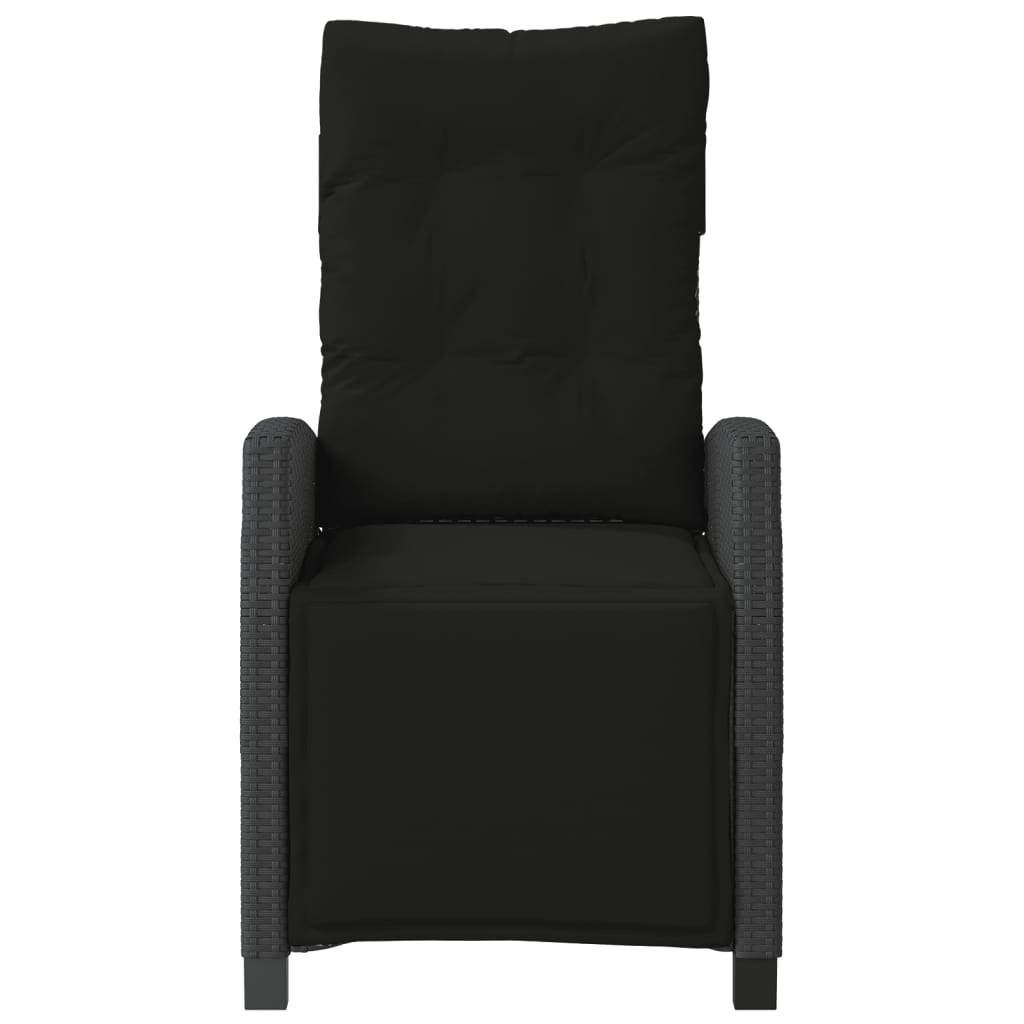 3 Piece Bistro Set with Cushions Black Poly Rattan