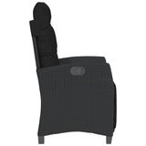 3 Piece Bistro Set with Cushions Black Poly Rattan
