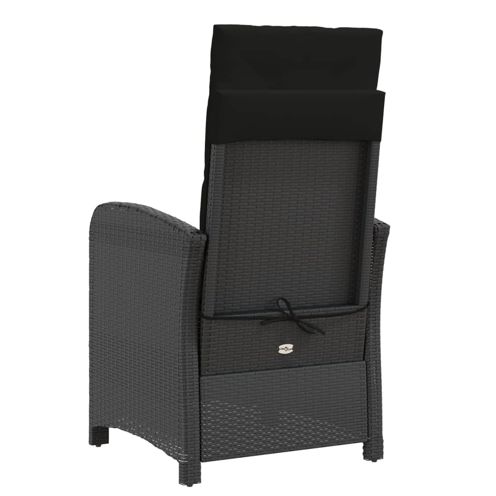 3 Piece Bistro Set with Cushions Black Poly Rattan