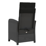 3 Piece Bistro Set with Cushions Black Poly Rattan