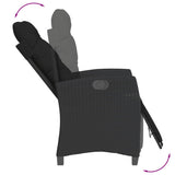 3 Piece Bistro Set with Cushions Black Poly Rattan