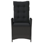 Reclining Garden Chair with Cushions Black Poly Rattan