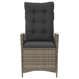 Reclining Garden Chair with Cushions Grey Poly Rattan