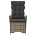 Reclining Garden Chair with Cushions Grey Poly Rattan