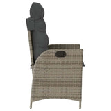 Reclining Garden Chair with Cushions Grey Poly Rattan - 45-Degree Angle