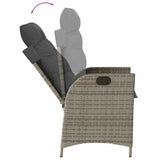 Reclining Garden Chair with Cushions Grey Poly Rattan - Close-Up Angle