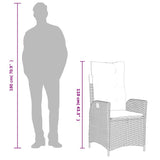 Reclining Garden Chair with Cushions Grey Poly Rattan