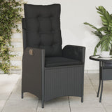 Reclining Garden Chairs 2 pcs with Cushions Black Poly Rattan - Side View