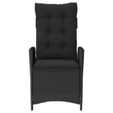 Reclining Garden Chairs 2 pcs with Cushions Black Poly Rattan - 45-Degree Angle