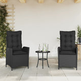 Reclining Garden Chairs 2 pcs with Cushions Black Poly Rattan