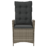 Reclining Garden Chairs 2 pcs with Cushions Grey Poly Rattan
