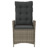 Reclining Garden Chairs 2 pcs with Cushions Grey Poly Rattan - 45-Degree Angle