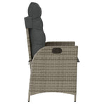 Reclining Garden Chairs 2 pcs with Cushions Grey Poly Rattan
