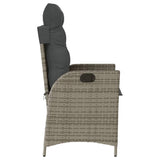 Reclining Garden Chairs 2 pcs with Cushions Grey Poly Rattan - Rear View