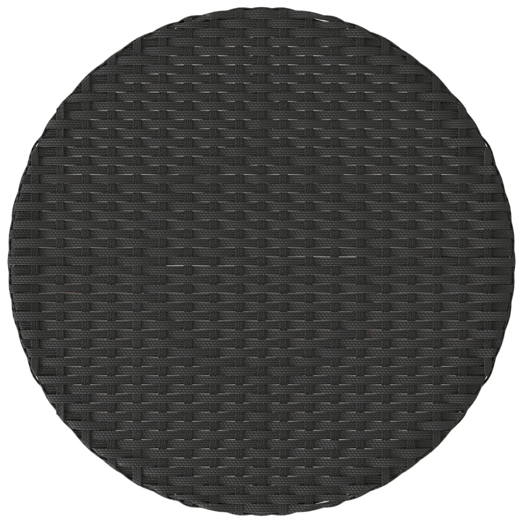 3 Piece Bistro Set with Cushions Black Poly Rattan