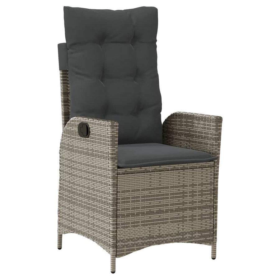3 Piece Bistro Set with Cushions Grey Poly Rattan