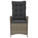 3 Piece Bistro Set with Cushions Grey Poly Rattan