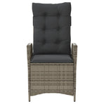 3 Piece Bistro Set with Cushions Grey Poly Rattan