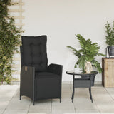 Reclining Garden Chair with Footrest Black Poly Rattan - Side View