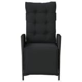 Reclining Garden Chair with Footrest Black Poly Rattan - Top-Down View