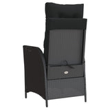 Reclining Garden Chair with Footrest Black Poly Rattan - Rear View