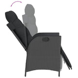Reclining Garden Chair with Footrest Black Poly Rattan - Close-Up Angle