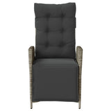 Reclining Garden Chair with Footrest Grey Poly Rattan