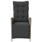 Reclining Garden Chair with Footrest Grey Poly Rattan
