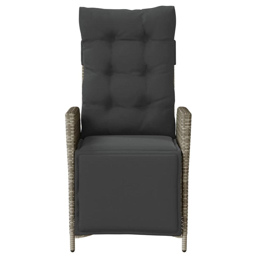 Reclining Garden Chair with Footrest Grey Poly Rattan
