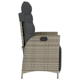 Reclining Garden Chair with Footrest Grey Poly Rattan - 45-Degree Angle