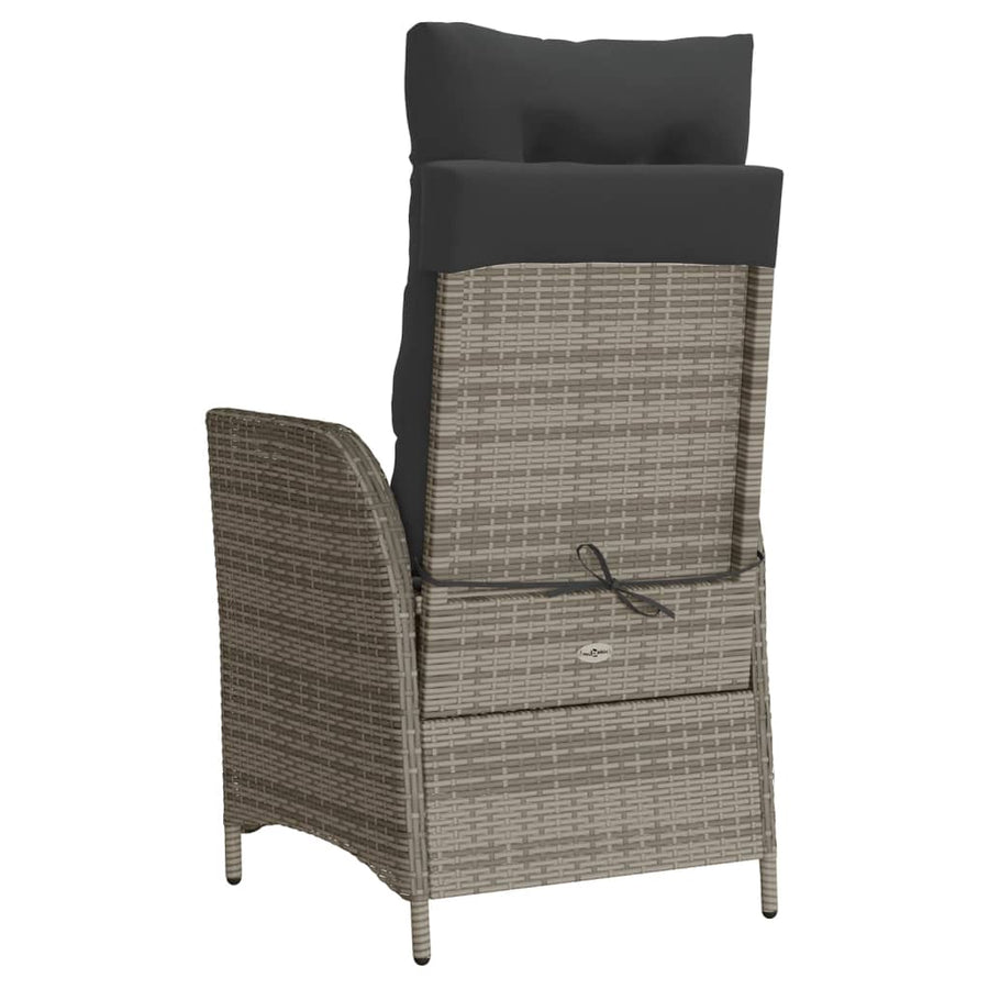 Reclining Garden Chair with Footrest Grey Poly Rattan
