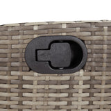 Reclining Garden Chair with Footrest Grey Poly Rattan - Low Angle