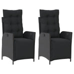 Reclining Garden Chairs 2 pcs with Footrest Black Poly Rattan
