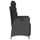Reclining Garden Chairs 2 pcs with Footrest Black Poly Rattan - Rear View