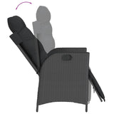 Reclining Garden Chairs 2 pcs with Footrest Black Poly Rattan - Low Angle
