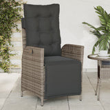 Reclining Garden Chairs 2 pcs with Footrest Grey Poly Rattan - Side View
