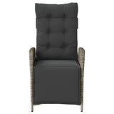 Reclining Garden Chairs 2 pcs with Footrest Grey Poly Rattan - 45-Degree Angle