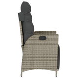 Reclining Garden Chairs 2 pcs with Footrest Grey Poly Rattan - Rear View