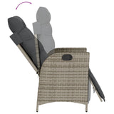 Reclining Garden Chairs 2 pcs with Footrest Grey Poly Rattan - Low Angle
