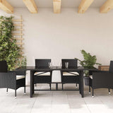 Garden Table with Glass Top Black 190x80x74 cm Poly Rattan - Side View