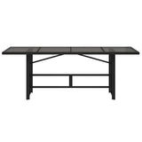 Garden Table with Glass Top Black 190x80x74 cm Poly Rattan - Top-Down View